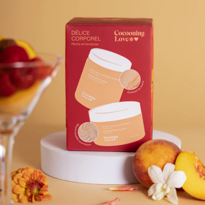 Coffret Délice corporel (exfoliant et beurre fouetté pêche framboise)