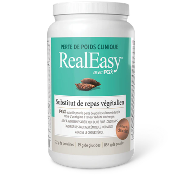 Real Easy avec PGX, substitut de repas vegetalien, chocolat, 855g