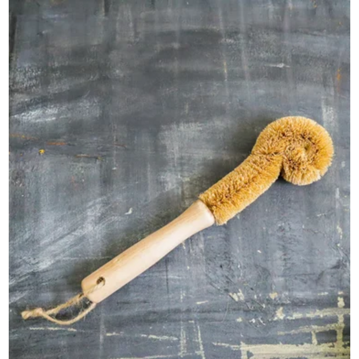 Brosse à bouteille en fibres de coco longue (bout roulé brun)