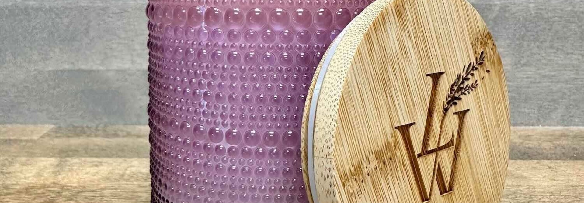 Ribbed Glass Lavender Soy Candle - 7oz