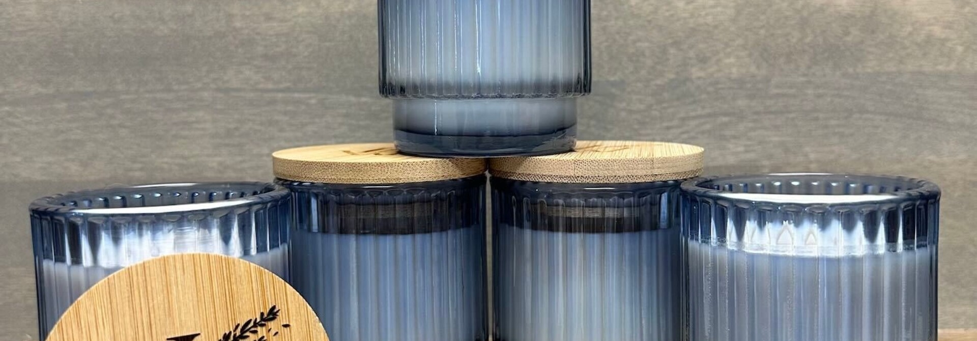 Glass Lavender Candle - Blue