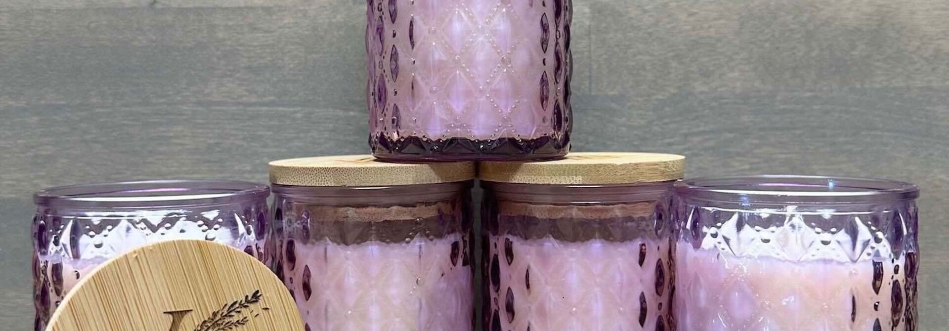 Glass Lavender Candle - Light Purple