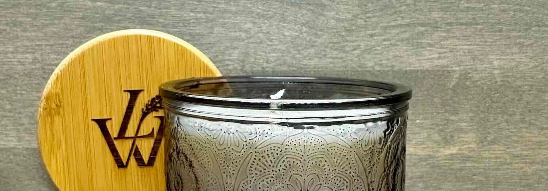 Floral Glass Lavender Candle | Smoky Gray