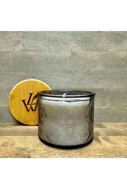 Floral Glass Lavender Candle - Smoky Gray