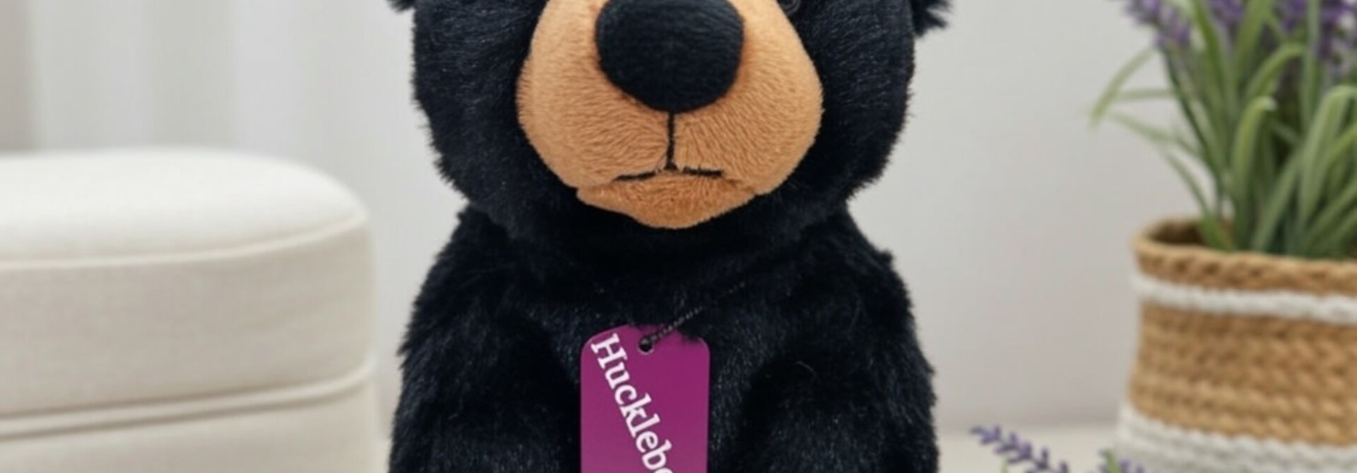 Lavender Stuffed Black Bear - Huckleberry 8"