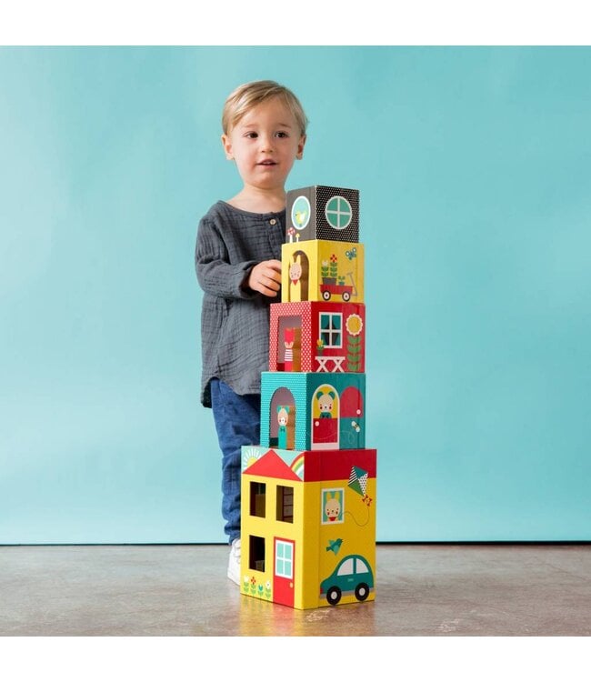 Petit Collage Peek-A-Boo House Stacking Blocks
