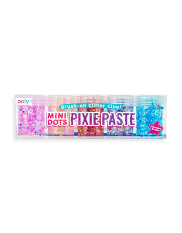 Ooly Mini Dots Pixie Paste Glitter Glue w/ Brush - 6 PC Set