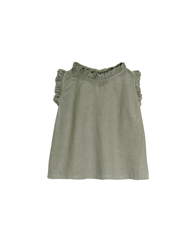 Go Gently Nation Ruffle Tank -Thyme