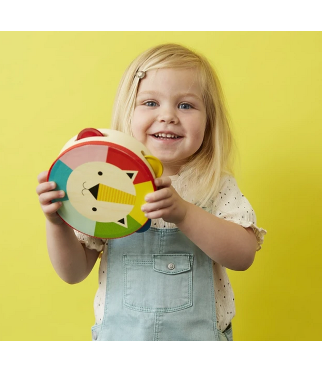 Petit Collage Lion Wooden Tambourine
