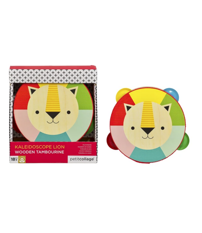 Petit Collage Lion Wooden Tambourine