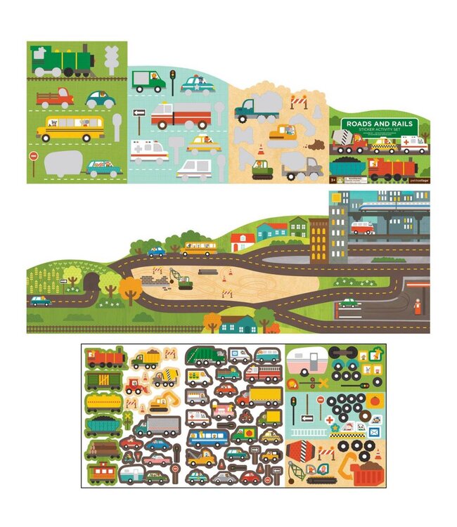 Petit Collage Sticker Activity Set - Roads & Rails