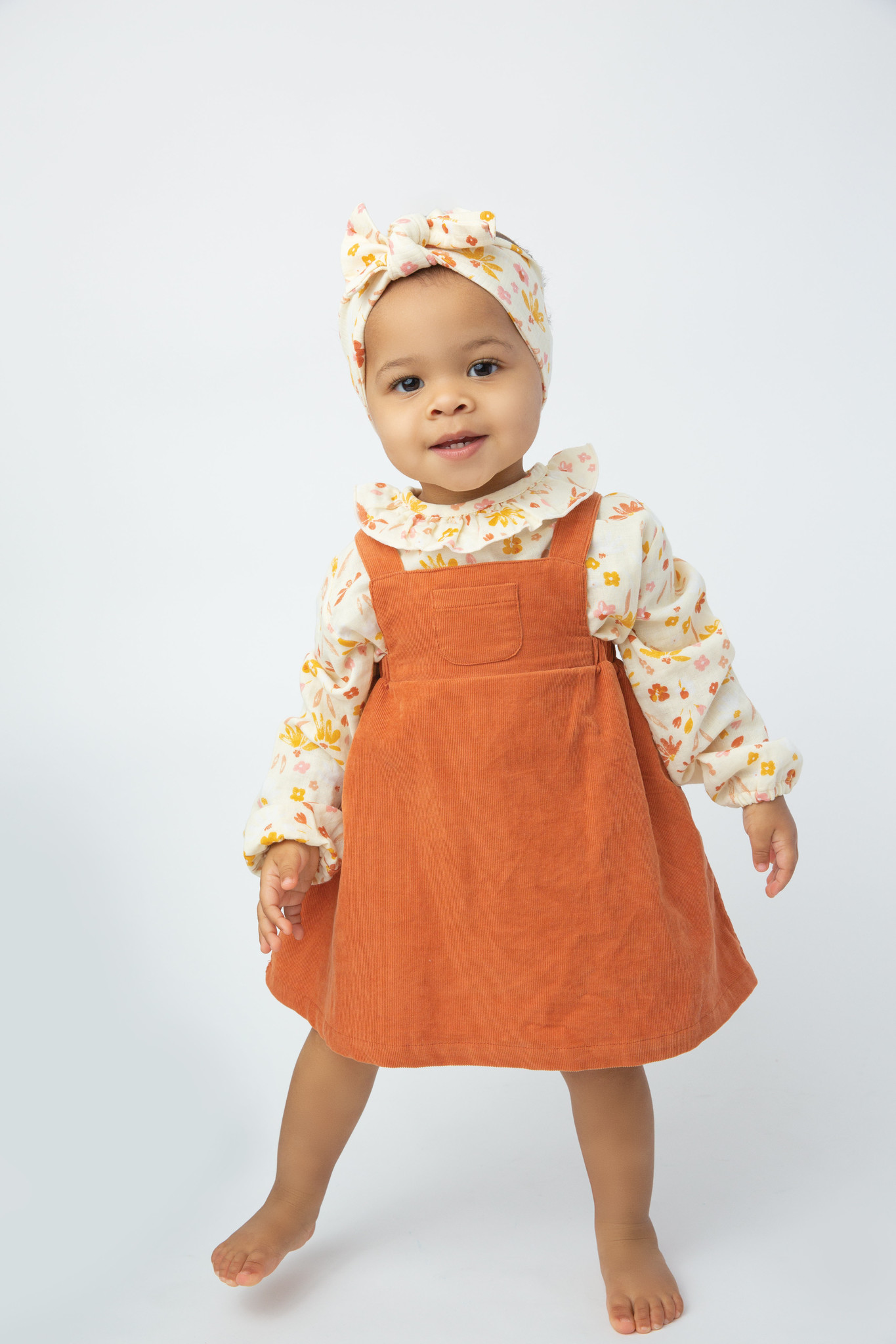 orange corduroy overall dress