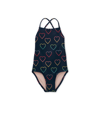 Tea Collection Ombre Hearts Cross Back Bathing Suit