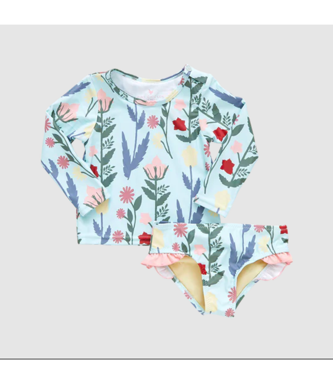 Pink Chicken Rash Guard Set - Paper Floral