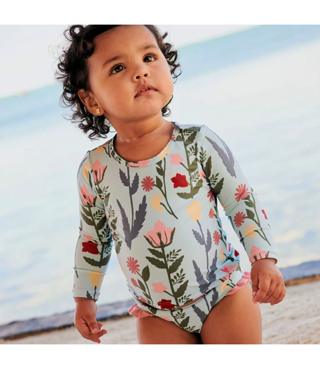 Pink Chicken Rash Guard Set - Paper Floral