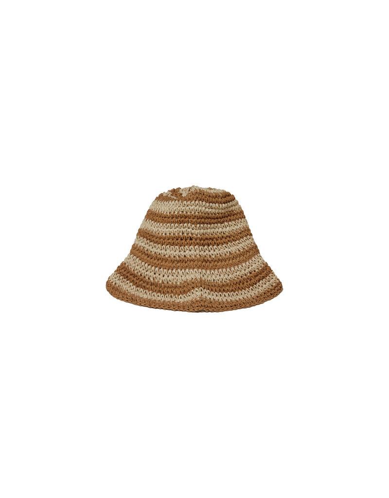 Rylee & Cru Camel Stripe Rafia Bucket Hat - One Size