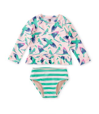 Tea Collection Parrot Polka Rash Guard Swim Set