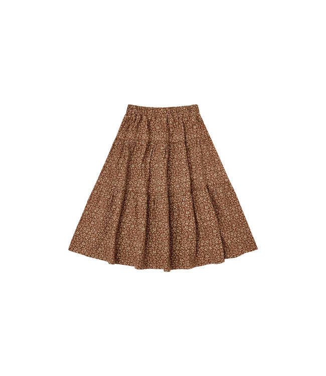 Rylee & Cru Chocolate Floral Tiered Skirt