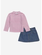 Splendid Berry Stripe Top + Denim Skirt