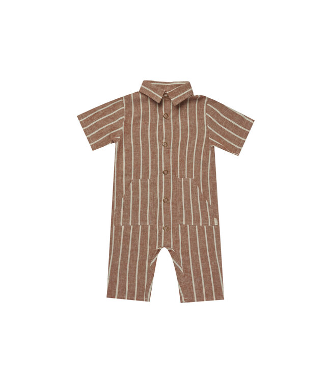 Rylee & Cru Rhett Baby Jumpsuit -Cedar Pinstripe