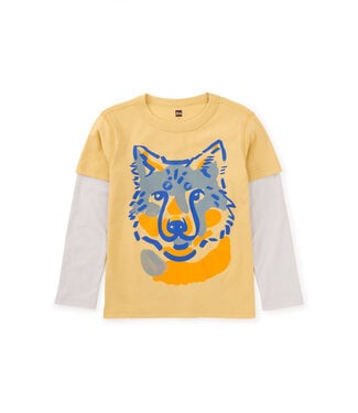 Tea Collection Wolf Face Layered Graphic Tee
