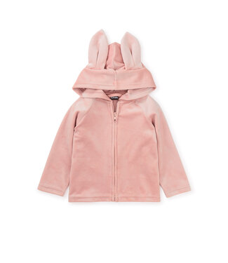 Tea Collection Bunny Ears Velour Baby Hoodie - Cameo Pink