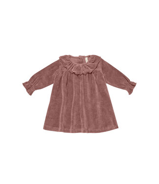 Quincy Mae Velour Baby Dress - Fig