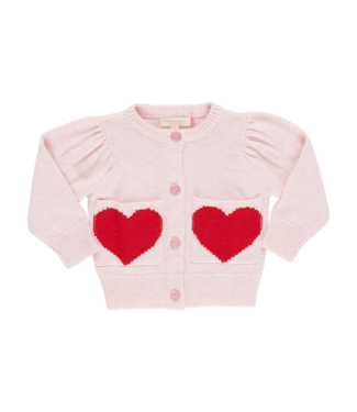 Pink Chicken Pocket Baby Sweater - Red Hearts