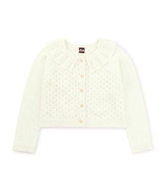 Tea Collection Collared Pointelle Cardigan - Chalk