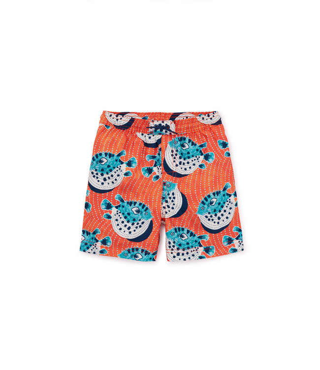 Tea Collection Mid-Length Swim Trunks - Batik Watamu Puffer Fish