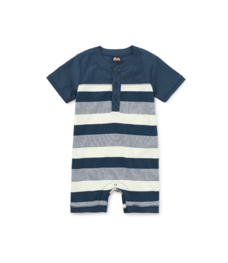 Tea Collection Henley Baby Romper - Whale Blue