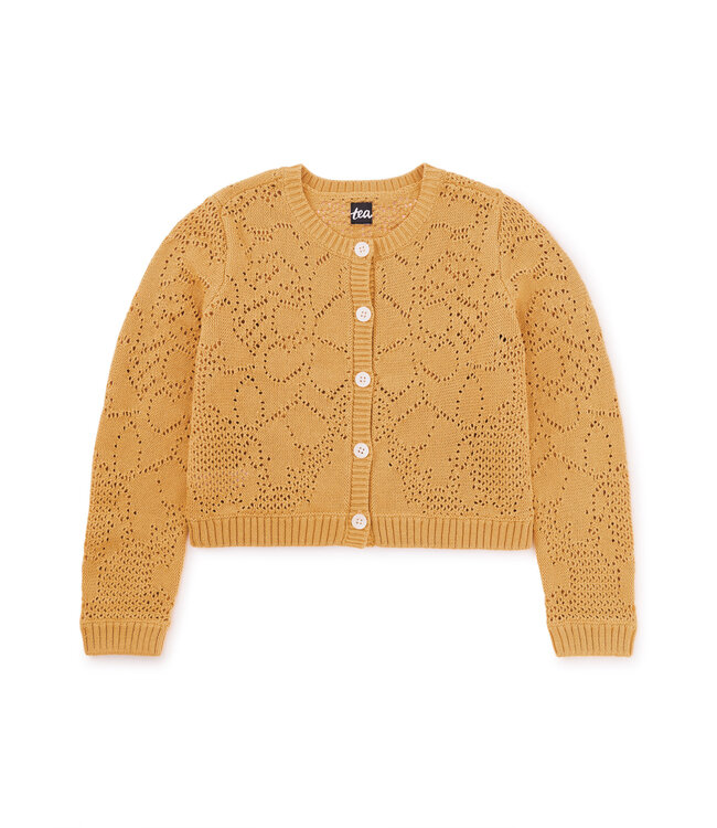 Tea Collection Knit Lace Cardigan - Gold