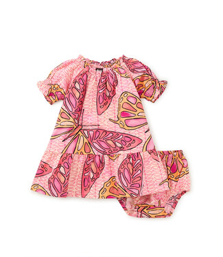 Tea Collection Puff Sleeve Baby Dress - Batik Butterfly