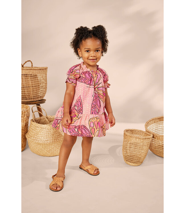 Tea Collection Puff Sleeve Baby Dress - Batik Butterfly