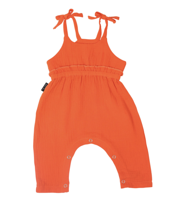 Tiny Tribe Balloon Frill Romper - Tangerine