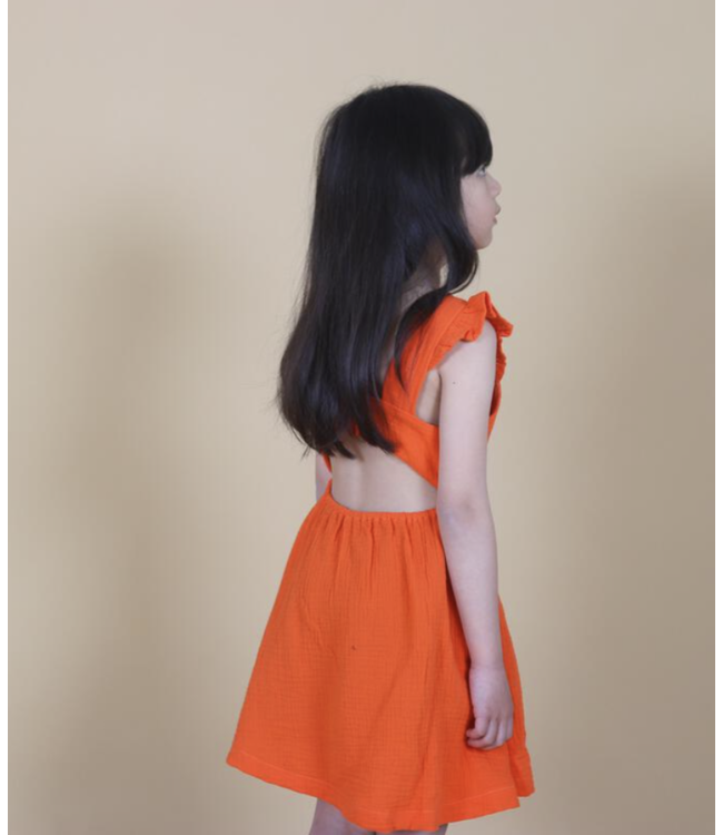 Tiny Tribe Linen Ruffle Open Back Dress