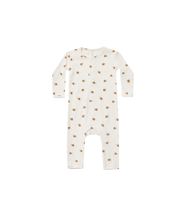 Quincy Mae Ribbed Baby Jumpsuit - Snails