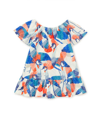 Tea Collection Baby Flutter Sleeve Drop Skirt Dress - Crowned Crane