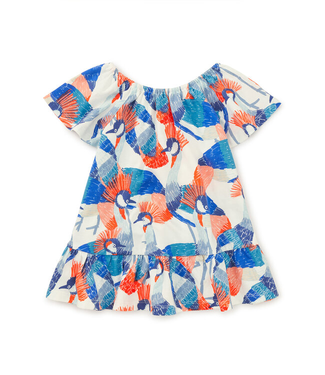 Tea Collection Baby Flutter Sleeve Drop Skirt Dress - Crowned Crane