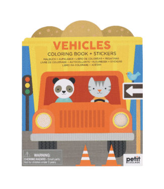 Petit Collage Coloring Book with Stickers - Vehicles