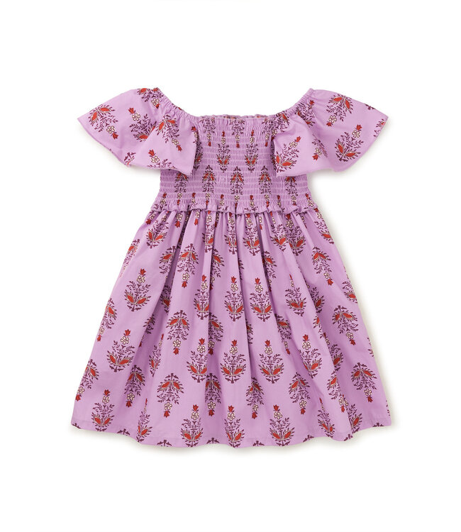 Tea Collection Flutter Sleeve Smocked Dress - Kalavathi Blockprint