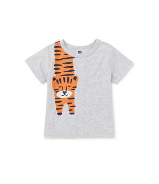 Tea Collection Tiger Turn Baby Graphic Tee - Light Grey