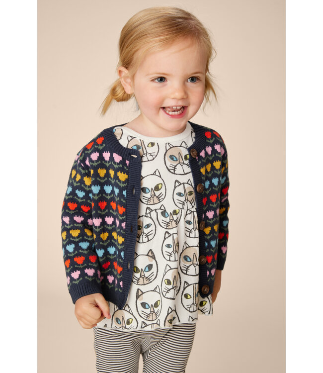 Tea Collection Baby  Iconic Cardigan - Knit Tulips