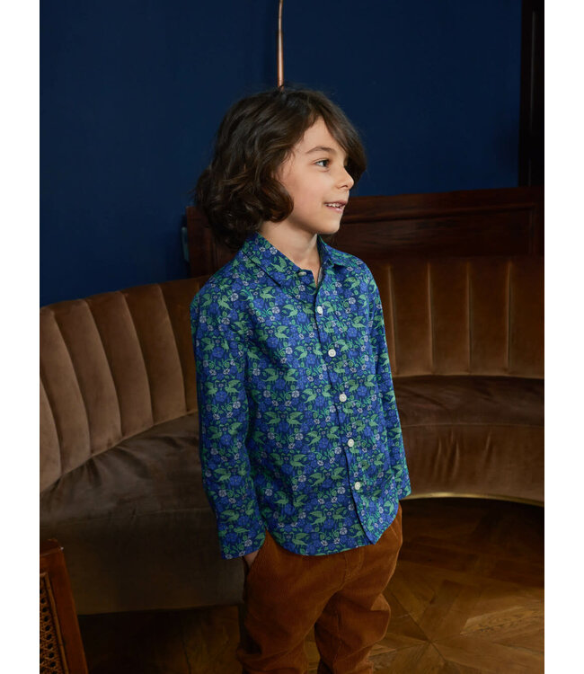 Tea Collection Printed Button Up Shirt - Dragon Floral