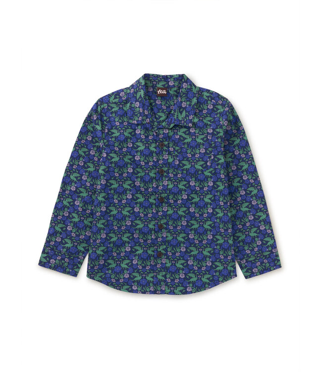 Tea Collection Printed Button Up Shirt - Dragon Floral