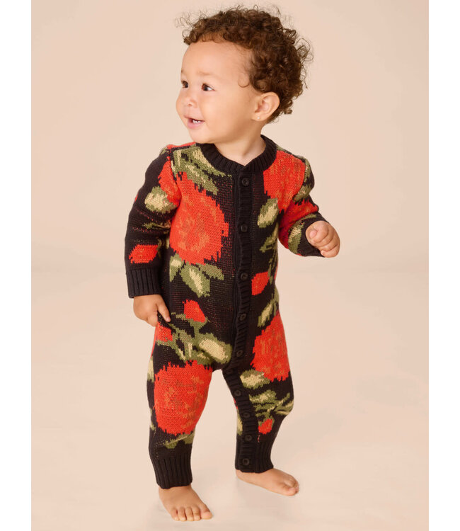 Tea Collection Cozy Rose Baby Romper - Turkish Rose