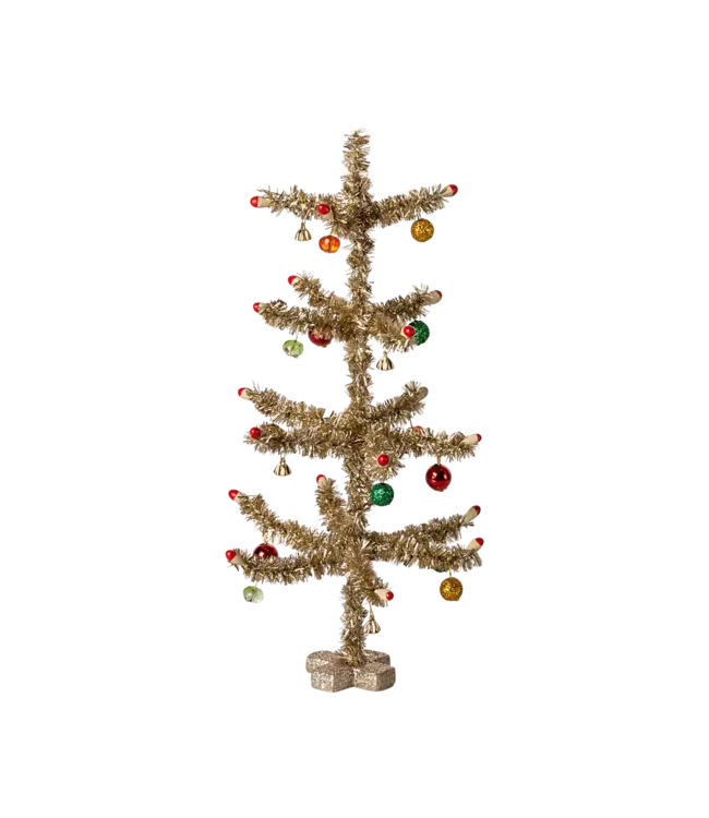 Maileg Christmas Tree, Gold - Red and Green Decoration