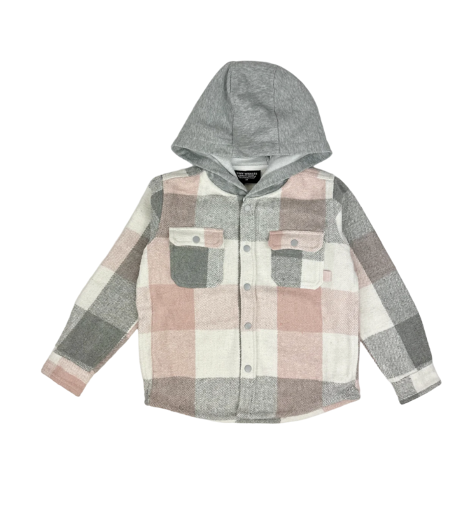 Tiny Whales Hooded Flannel - Coastline