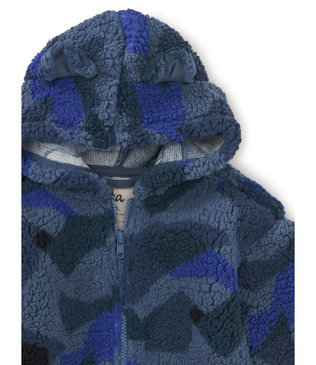 Tea Collection Teddy Fleece Bear Ears Hoodie - El Calafate Glaciar Camo