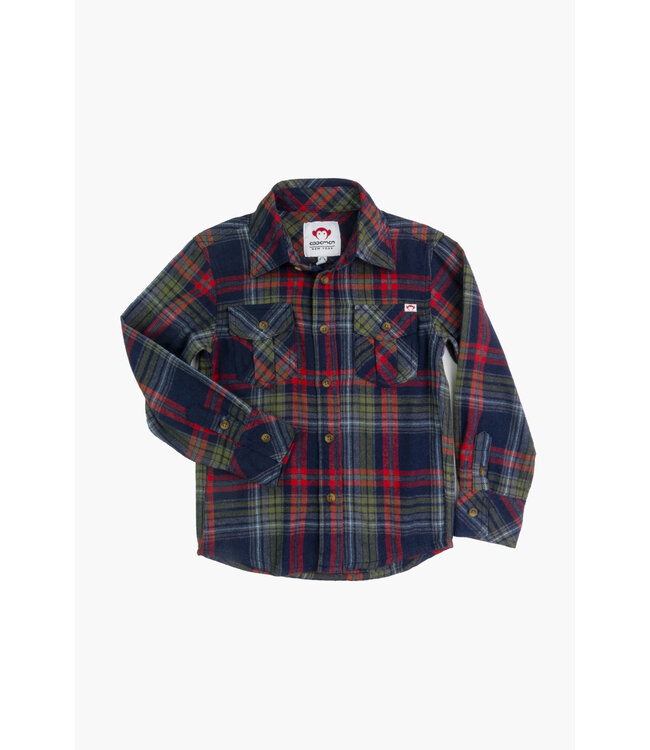Appaman Flannel Shirt - Navy/Cranberry Plaid